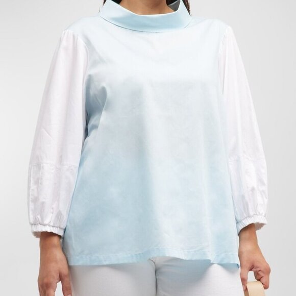 Harshman “Perry” Colorblock Funnel-Neck Tunic in White & Blue – NWT – 3X - Picture 2 of 10
